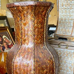 Brown Basket Woven Floor Vase